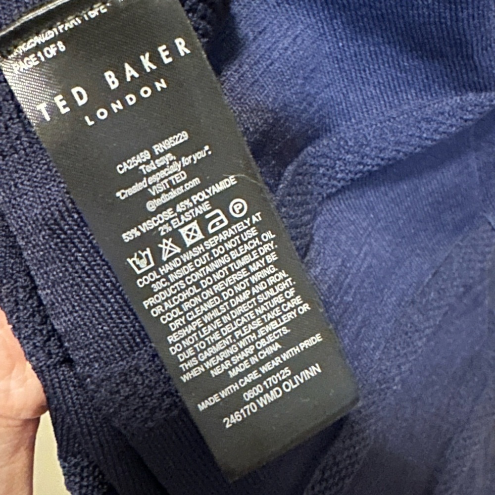 NWOT Ted Baker Navy Blue Knit Dress size 0 - Picture 10 of 12